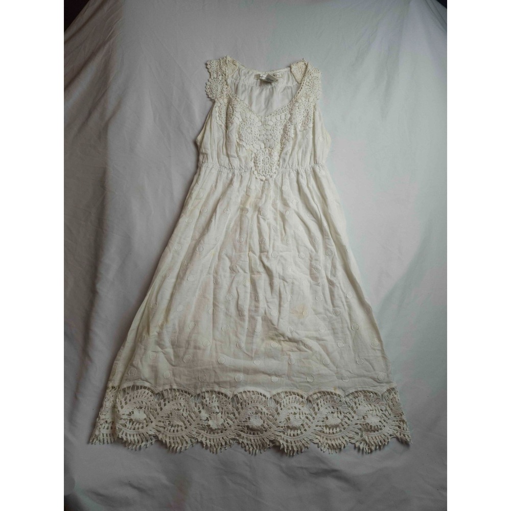 Women's Cream Crochet-Trim Sleeveless Dress